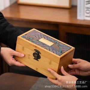 Caja de Almacenamiento de Bambú Cuadrada con Cerradura para Té, Regalos, Manualidades - Product Image 2