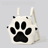 Sac à dos pour filles en peluche douce et fraîche avec motif de patte de dessin animé, fermeture éclair et doublure en polyester