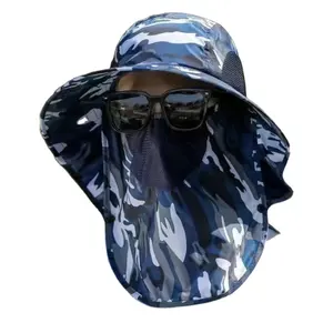 야외 자외선 차단 태양 모자 커플 가벼운 끈 양동이 낚시 버킷 모자 남성용 얼굴과 목 커버 스포츠 모자 일반