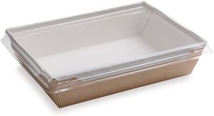 Boîte à déjeuner jetable en papier Kraft, conteneur alimentaire à emporter, couvercles transparents, vendu séparément - Product Image 2