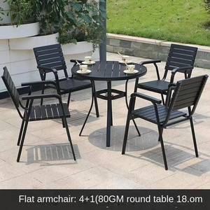 Ensemble <span class=keywords><strong>table</strong></span> et chaises d'extérieur en bois composite pour cour, loisirs en plein air, bois traité anti-infectieux, balcon, <span class=keywords><strong>jardin</strong></span>, café - Product Image 4