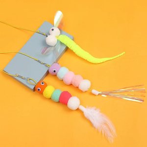 Hanging <b>Cat</b> <b>Toy</b> Elastic Caterpillar With Feather And Tassel Boredom Buster For Indoor <b>Cats</b> Pet <b>Interactive</b> <b>Toy</b> - Product Image 1