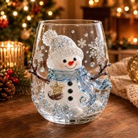 Handgefertigtes Weihnachtsmuster Eiförmiges Stiellos-Whiskyglas aus Hochwertigem Borosilikatglas für Zuhause, Bar und als Geschenk