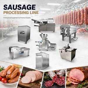 Ligne de production industrielle de saucisses russes, salami, <span class=keywords><strong>chorizo</strong></span>, saucisses allemandes, équipement de production de saucisses de bœuf et de poulet fumées à vendre - Product Image 1