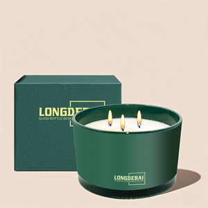 Glass Candle <b>Containers</b> Green 20 Oz Candle Vessels Custom Printing Logo Empty Glass Candle Jars With Box - Product Image 5