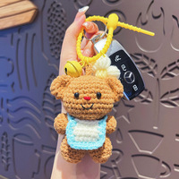 Porte-clés ours en tricot, poupée de dessin animé, ornement pour sac à dos, cadeau