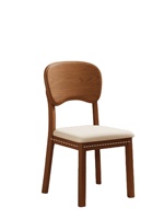 Chaise de salle à manger en bois massif avec cadre renforcé et épaissi, dossier en cuir, style luxe léger, simple et moderne, mobilier de maison blanc