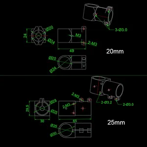 RJXHOBBY RJX Connecteur en T en aluminium 20 mm à 20 mm / 25 mm à 25 mm pour fixation de train d'atterrissage de drone - Product Image 6