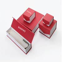 Boîte à bijoux en papier cadeau de luxe noire personnalisée avec logo personnalisé