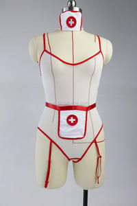 W338 Nouveau Sous-Vêtements <span class=keywords><strong>Pas</strong></span> <span class=keywords><strong>Cher</strong></span> Chinois Grand Filet Creux Infirmière Uniforme Tentation Ceinture Jarretière Lingerie Femmes Vêtements Sexy - Product Image 2