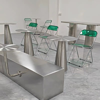 Tables de salle à manger/café modernes carrées en acier inoxydable, résistantes à l'eau, durables, pour cafés, restaurants, pâtisseries