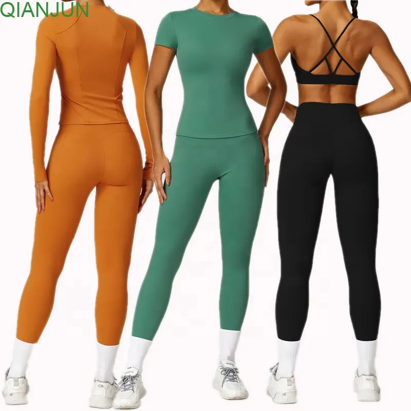 Logo kustom mulus Activewear olahraga wanita ukuran besar set Yoga Bra Scrunch Butt legging Gym kebugaran Set