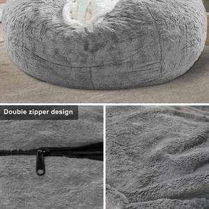 Housse de pouf Db Big Soft Fluffy en velours PV, gris clair, amovible, ronde, contemporaine, une place - Product Image 4