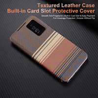 Étui de téléphone à clapet intelligent texturé en fibre de carbone JOYPORODO F016 pour Samsung S22~S26 Ultra A16 A17 A37 A57