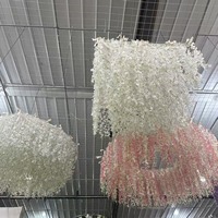 Guirlande florale artificielle M902 rose et blanche, lustre suspendu pour mariage, longue draperie de fleurs de glycine, décoration de plafond en forme d'anneau