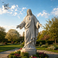 Sculpture religieuse en pierre grandeur nature, sculptée à la main, en marbre blanc naturel, statue du Sacré-Cœur de Jésus-Christ pour l'église ou le jardin.