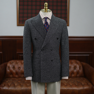 Costume <span class=keywords><strong>Homme</strong></span> Croisé Texturé Effet Slub pour Mariage Estival, Revers Pointus, Coupe Slim, Style Old Money, Idéal Tenue de Vacances - Product Image 1