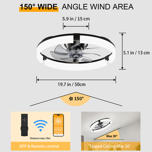 Intelligent Mute DC Motor LED <b>Fan</b> Light <b>Remote</b> & App <b>Control</b> 6-Speed 7 Blades Dimmable Iron Lamp Body Low Noise Modern Bedroom - Product Image 5