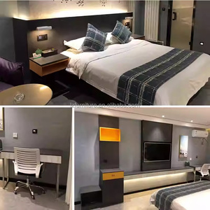 <b>Full</b> 3 Star Hotel Bedroom Furniture <b>Sets</b> Durable Wooden <b>Bed</b> Frame With Nightstands Headboard Desk Chair Wardrobe & TV Console - Product Image 5