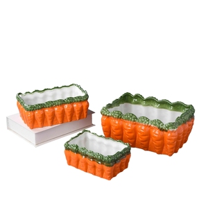 تمثال ديكور عيد الفصح مخصص برطمان بيض زينة سيراميك أرنب عيد الفصح سلة مع الجزر - Product Image 4
