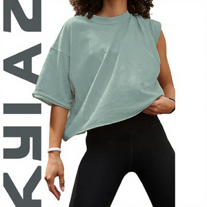 เสื้อยืดผ้าฝ้ายทอ 100% แบบยูนิเซ็กซ์ สกรีนโลโก้ได้ ทรงโอเวอร์ไซส์สำหรับผู้หญิง ระบายอากาศได้ดี ไม่เป็นขุย เซ็กซี่ สบายๆ สีพื้น เป็นมิตรกับสิ่งแวดล้อม พิมพ์ลายได้ - Product Image 3