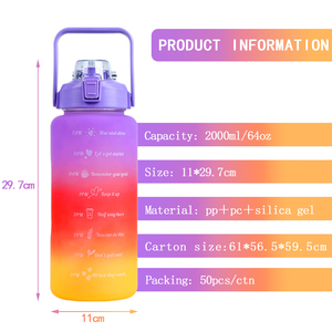 Juego de vasos de agua tipo pajita respetuosos con el medio ambiente a prueba de fugas de espacio de Color progresivo, vasos de plástico que incluyen tres juegos de botellas para - Product Image 2
