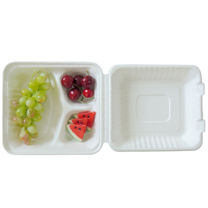 Caña de Azúcar caja Biodegradable llevar desechables 3 compartimiento de la caja de almuerzo - Product Image 1