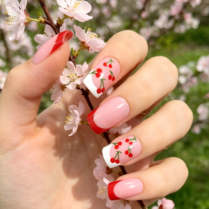 <span class=keywords><strong>Uñas</strong></span> Postizas Personalizables de ABS <span class=keywords><strong>Rosa</strong></span> Cereza, <span class=keywords><strong>Uñas</strong></span> Postizas <span class=keywords><strong>Cortas</strong></span> Cuadradas para Uso Diario - Product Image 2