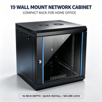 Rak Server Pintu Kaca Temper Berkualitas Tinggi 6U 9U 4U Kabinet Jaringan Profesional untuk Pusat Data, Warna Hitam, Tahan Air
