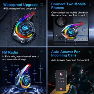 2025 nueva muestra Y21 casco Blue Tooth 800MAH RGB efecto de luz inalámbrico Blue Tooth auriculares para motociclistas - Product Image 2