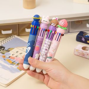 Stylo bille multicolore mignon, 10 couleurs, design de dessin animé pour enfants, usage scolaire, type à pression en plastique - Product Image 2