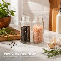 Bocaux en verre de 80ml pour broyeur et bouchon de shaker
