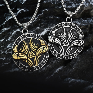 Colgante de Cuervo Vikingo Nórdico, Collar de Acero Inoxidable para Hombre, Diseño Geométrico Animal, Joyería de Regalo - Product Image 2