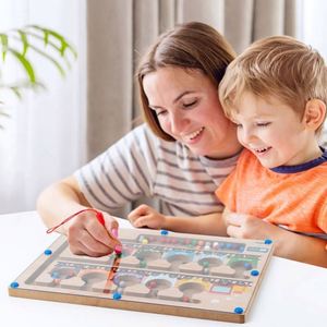 Activités éducatives pour garçons et filles, cadeau de Noël et d'anniversaire, jeu de plateau pour tout-petits, labyrinthe de couleurs et de nombres, puzzles en bois avec billes magnétiques - Product Image 6
