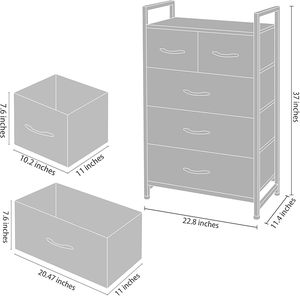 Chengjun Commode à tiroirs multi-usages en lin, grande capacité 58*29*84cm, avec poignée, structure robuste en acier, <span class=keywords><strong>meuble</strong></span> de salon en MDF - Product Image 2