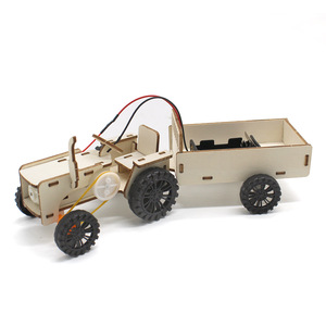 Tractor de madera con remolque 250mm x 90mm x 90mm Kit de ciencia DIY para la educación de los niños - Product Image 3