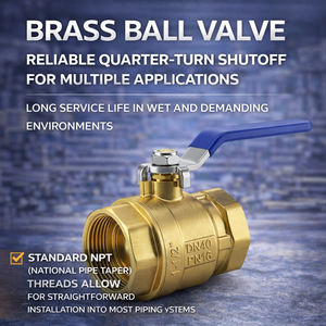 Q11F-201A 真鍮製ボールバルブの標準NPTネジは、ほとんどの配管システムに直接取り付けることができます。 - Product Image 1