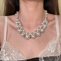 Collier ras du cou en bambou avec imitation de perles et zircon, style rétro vintage, bijoux élégants et raffinés pour femmes