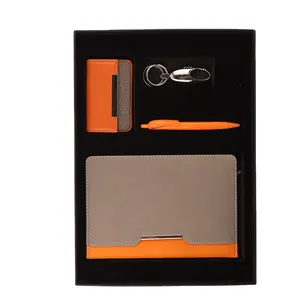 Instock Nieuwe Collectie Merchandise Logo Luxe Oranje Corporate Notebook En Pen Gift Set
