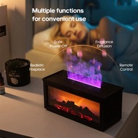 Nouveau Diffuseur d'Arômes Flamme Colorée Mini Cheminée 280ml, Humidificateur d'Air Sans Eau à Arrêt Automatique avec Minuteur et Télécommande pour la Maison et Cadeau