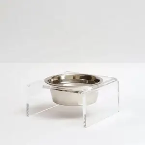 新款透明亚克力宠物餐桌狗猫碗架喂食器支架Lucite亚克力高架宠物喂食器零售店展示
