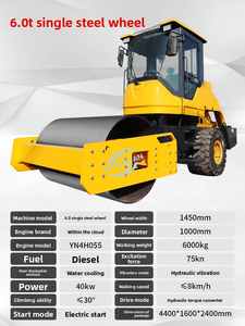 Compacteur vibrant à double tambour diesel 6.0T pour machines de construction, mini-rouleau à asphalte à roue simple en acier - Product Image 2