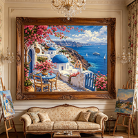 Kit de peinture par numéros A-150 DIY, village côtier méditerranéen, paysage côtier, toile, art mural, décoration intérieure, cadeau