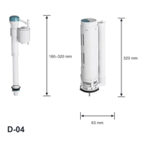 Katup Pengisi Toilet PP Adjustable 2 Inch Set Katup Dual Flush dengan Pipa Overflow untuk Perlengkapan Tangki Toilet Satu Bagian OEM ODM Kit