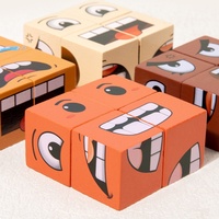 Cubo de madera de cambio de cara, bloques de construcción, caja de colores, versión en inglés DIY, juego de mesa de batalla para niños, juego de mesa para padres e hijos, juguete de la verdad