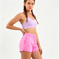 Shorts en molleton taille haute pour femme, nouveau style, avec logo personnalisé, respirants, 100% coton, décontractés
