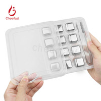 Glaçons en métal gravés au laser de marque personnalisée Paquet de 12 glaçons en acier inoxydable réutilisables pour boissons Glaçons SS de qualité alimentaire