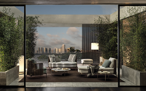 Divano Sezionale Moderno <span class=keywords><strong>da</strong></span> Giardino <span class=keywords><strong>in</strong></span> <span class=keywords><strong>Rattan</strong></span> <span class=keywords><strong>Sintetico</strong></span> di Alta Qualità, Stile Bali, 4 Posti, <span class=keywords><strong>in</strong></span> Tessuto per Esterni - Product Image 4