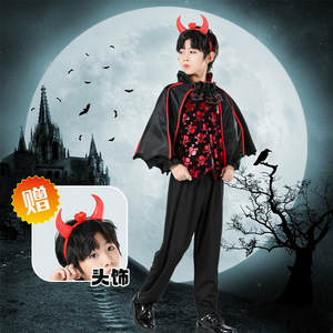 Disfraz de Halloween para niños de Brujas rojas y negras, conjunto de disfraz de actuación con capa de vampiro para niños, vestido de princesa para niñas - Product Image 2