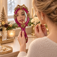Miroir de courtoisie Art Déco à main, cadre en résine, léger, résistant aux chocs, miroir de maquillage, décoration de mariage et de maison